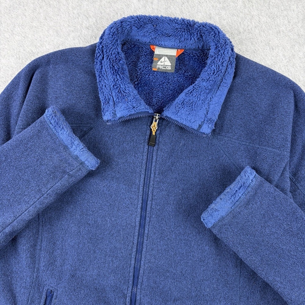 Nike ACG Jacket Womens Large Blue Full Zip Fleece Sherpa Outdoor Hiking Gorpcore